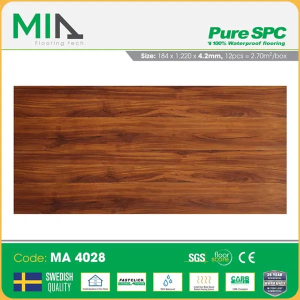 Sàn Nhựa Hèm Khóa MIA Giả Vân Gỗ MA 4028 Dày 4.2mm